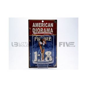 Voiture Miniature de Collection AMERICAN DIORAMA 1-18 - FIGURINES Mecanicienne - Jessie - Bleu / Blanc - 23860 - Resin