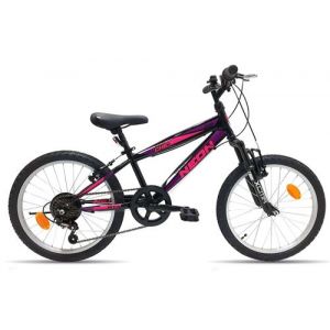 V&eacute;lo enfant VTT 20'' Fille(120 &agrave; 140 cm) Cadre acier - Fourche T&eacute;lescopique - 7 vitessses - Poign&eacute;e Tournante - Freins V-Brake - Levier Alu.