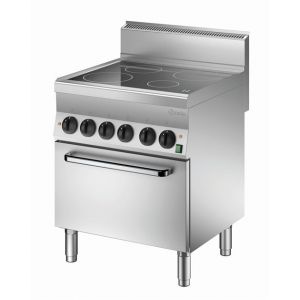 Piano de cuisson vitroc&eacute;ramique 4 zones radiantes 12,2 kW   four &eacute;lectrique GN 1/1 4,2 kW   Bartscher