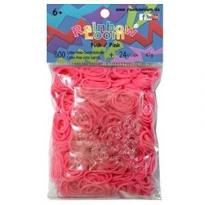 Elastiques rainbow loom original rose vif - 600 elastiques + 24 fermoirs