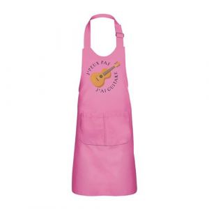 Fabulous Tablier Cuisine Enfant 2 Poches Rose J'peux pas j'ai Guitare - Haut de gamme