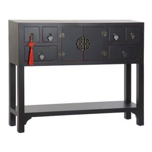 Console Table console en bois de sapin et MDF coloris noir - Longueur 95 x Profondeur 25 x Hauteur 79 cm - PEGANE -