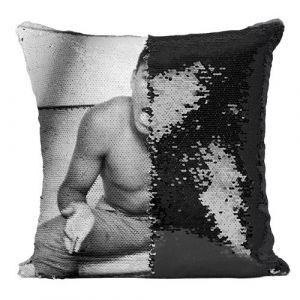 Fabulous Housse de Coussin &agrave; Sequin - Paillettes Noir Mohamed Ali Boxeur [40 x 40 cm]