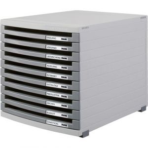 HAN Module de classement CONTUR, 10 tiroirs ouverts, gris