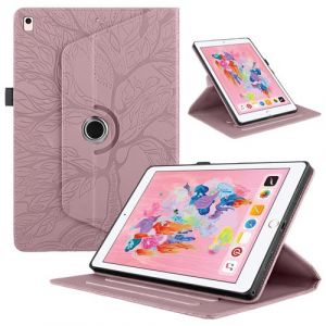 &Eacute;tui FOXDOCK &agrave; rabat rotatif &agrave; 360&deg; pour iPad 5/6/8/9 , r&eacute;sistant aux chocs et dot&eacute; d'un support vertical-Rose