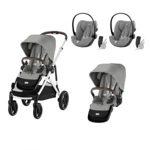 CYBEX - Poussette Jumeaux Gazelle S SLV + 2 Cloud G Stone Grey