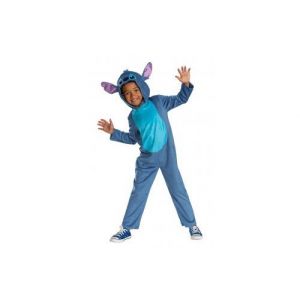 Deguisement stitch disney enfant 5/6 ans - combinaison + cagoule - extraterrestre bleu - set costume dessin anime et carte