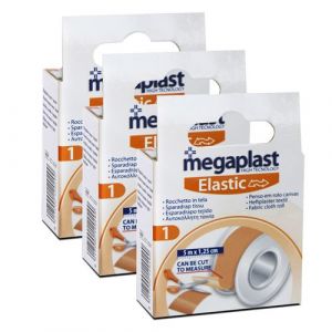 Lot de 3 rouleau de bande adh&eacute;sive &eacute;lastique de fixation de pansement, sparadrap, ruban en tissu - Format 5 M x 1,25 cm- JUANIO -
