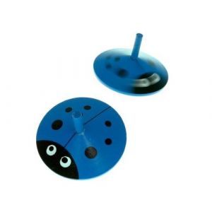 Jouet Toupie Coccinelle Bleue En Bois Pour Enfant 3 Ans + Diam&egrave;tre 5 Cm