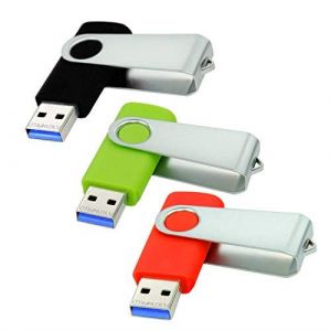 Clé USB 3.0 32 Go, Lot de 3 Cle USB Flash Drive Stockage Rotation Disque Mémoire Stick Clef USB (Mixte Couleur:Vert Rouge Noir)