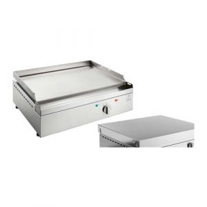 Planet - Plancha &eacute;lectrique en inox Chef 55 cm Avec couvercle