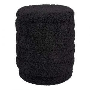 Leitmotiv - Pouf coffre rond en polyester Cuddly noir