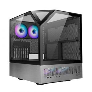 Azza Boitier Cube E-ATX Sanctum RGB avec panneaux vitrés (Noir/Gris)