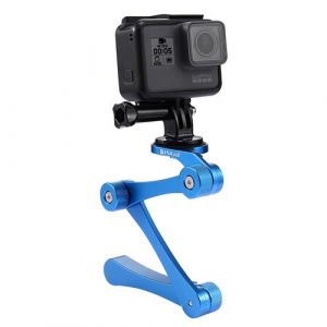 PULUZ CNC Foldable Selfie Stick Handheld Grip for GoPro NEW HERO /HERO6 /5 /5 Session /4 Session /4 /3+ /3 /2 /1(Blue)