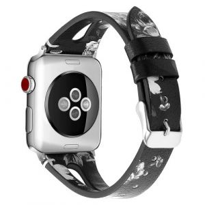 Bracelet en Cuir Simple Remplacement pour Apple Watch Series 3 / 2 / 1 42mm - Noir&Gris