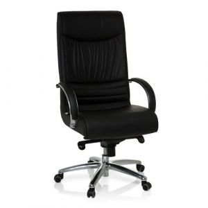 Fauteuil de direction / Chaise de bureau XXL F 400 en cuir noir  hjh OFFICE