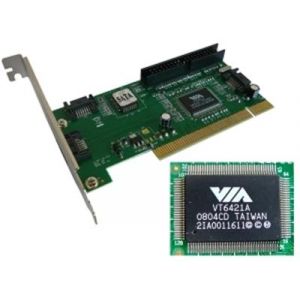 Carte Contrôleur IDE et SATA Sur Port PCI CHIPSET VIA - 2 Ports SATA + 1 Port IDE CHIPSET VIA VT6421 - Pour PC de Bureau