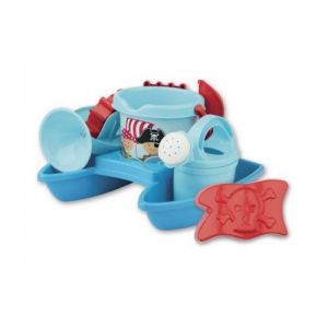 Set plage aventures de pirates - bateau garni 28 cm avec seau  moule  arrosoir  pelle  rateau  moulin - jeu sable et eau - garcon