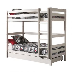 SLEEPY - Lit Superposé H180 Laqué Blanc 90x200cm avec Lit-Tiroir - Altobuy