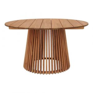 LIRICIA - Table Repas de Jardin Ø120cm en Teck Massif Pied Central Ajouré - Altobuy