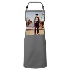 Fabulous Tablier Cuisine Premium Gris Cowboy Shérif Western Duel au Revolver
