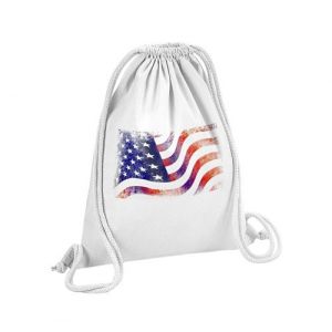 Fabulous Sac de Gym en Coton Blanc Drapeau Etats Unis Art 12 Litres