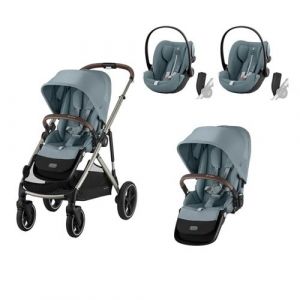 CYBEX - Poussette Jumeaux Gazelle S SLV  + 2 Cloud G Stormy blue