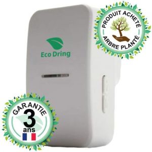 EcoDring Sonnette sans Fil sans Pile Haut de Gamme Garantie 3 Ans ? étanche IPX7, Blanche, portée 80 mètres réels, 25 mélodies, 1 Carillon récepteur 220V Seul