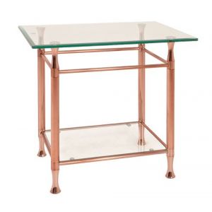 Table d'appoint teinte cuivre, Dim : L58 x H52 x P43 cm -PEGANE-