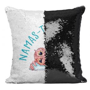 Fabulous Coussin avec Housse Sequin - Paillettes Noir Namas-thé Hibou [40 x 40 cm]