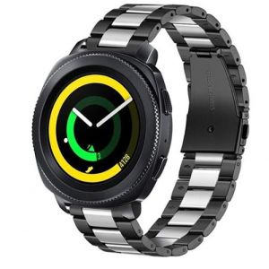 Strap-it Bracelet acier - compatible pour Samsung Gear Sport (noir/argent)