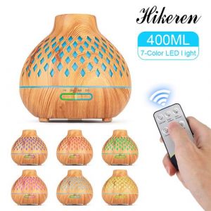 Grain bois diffuseur d'huile essentielle d'ar&ocirc;me ultrasonique humidificateur brume fra&icirc;che 400 ml 8W