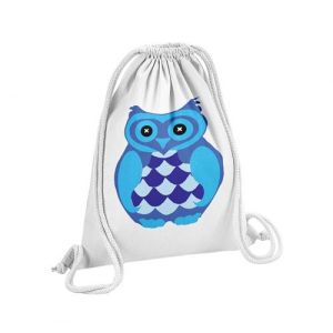Fabulous Sac de Gym en Coton Blanc Chouette Bleue Yeux en Boutons 12 Litres