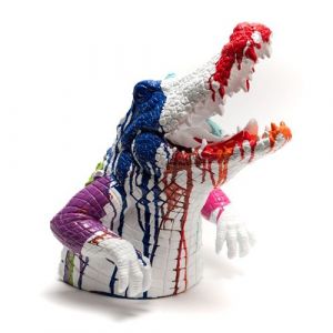 Statue : Crocodile en attaque Trash blanc - Amadeus - Blanc - Résine