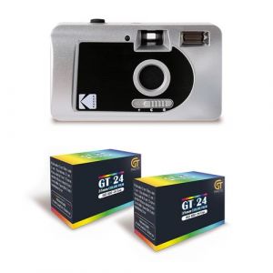 KODAK Motorized S88 Appareil Photo Argentique Motorise, Enroulement Automatique, Compact - Noir/Gris + 2 Pellicules compatible 35mm Couleur  24 Expositions
