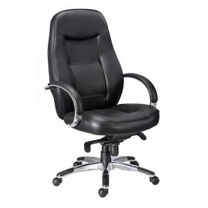 Fauteuil de bureau en croute de cuir noir