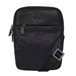 Mini Sacoche Cadwell Toile et Cuir Homme - Noir