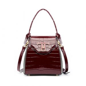 Sac à main en cuir véritable pour femmes Crocodile Pattern Handheld Cross Bag ROUGE