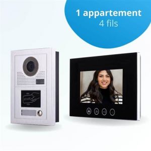 BT SECURITY Portier interphone vidéo classic-2 4 fils - 1 écran noir 7" - avec mémoire photos - avec lecteur de badge