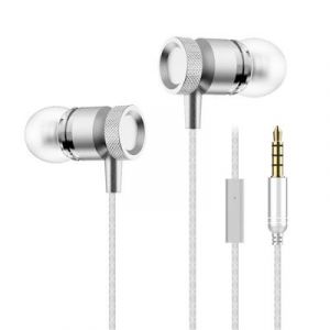 Ecouteurs Métal pour MOTOROLA Moto X Play avec Micro Kit Main Libre INTRA-AURICULAIRE Casque Universel Jack (ARGENT)