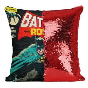 Fabulous Coussin avec Housse Sequin - Paillettes Rouge Batman With Robin Bande Dessinee [40 x 40 cm]
