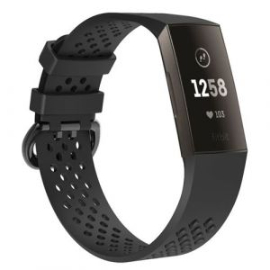 Bracelet en silicone bande creuse respirante, taille : S noir pour votre Fitbit Charge 3