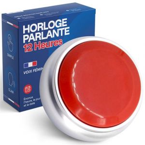 Horloge Parlante Top Life - 12 et 24 heures - Rouge et Argent, Voix Fran&ccedil;aise