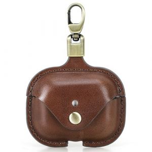 &Eacute;tui de Protection en Cuir V&eacute;ritable Compatible AirPods Pro 3 - Enveloppe Compl&egrave;te Antichoc, Portable, Marron (Caf&eacute;)