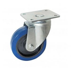 Roulette pivotante AVL - &agrave; platine - caoutchouc bleu - &Oslash;200 - 527736