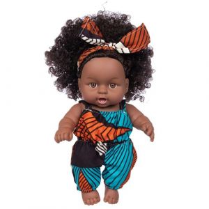 Poupée Noire Africaine 20cm pour enfants A - Multicolore