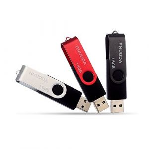 Lot de 3 Cl&eacute; USB 16 Go ENUODA USB 2.0 Flash Drive Stockage Rotation Disque M&eacute;moire Stick (Couleur Mixte:Noir,Gris,Rouge)
