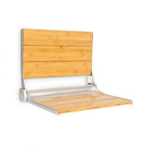 oneConcept Arielle Deluxe Siège de douche - Charge 160kg max. - Bois de bambou & aluminium