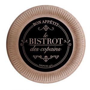Lot de 10 Assiettes en Carton "Bistrot" 18cm Naturel