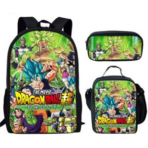 Set de 3 pi&egrave;ces Sac &agrave; dos Sac de messager Trousse Dragon Ball Vert